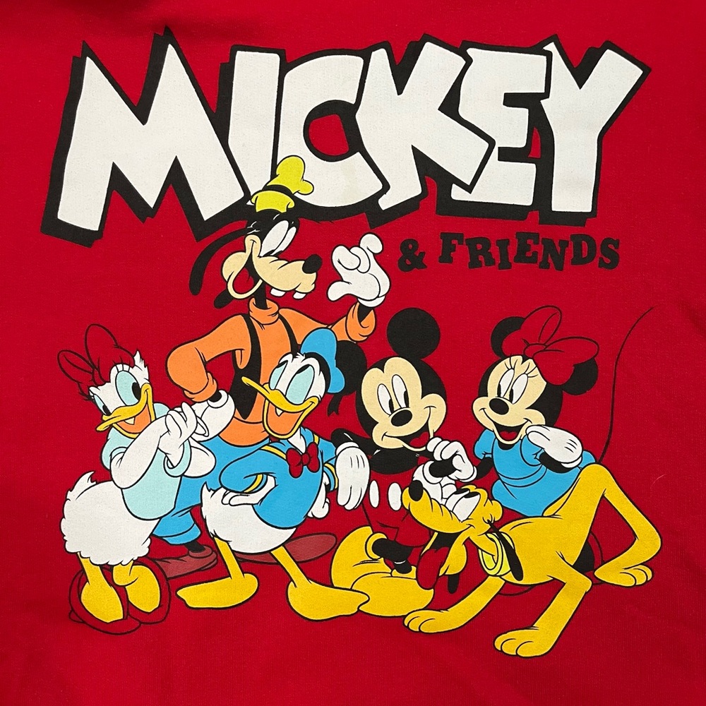 Disney‎ Mickey And Friends Womens XL Red Wide Neck Graphic Fleece Sweatshirt - Picture 3 of 5